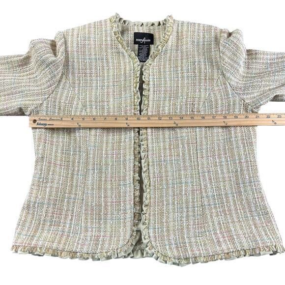 Positive Attitude Tweed 3 Pc Skirt Suit Women Petite Size 14 Light Green Classic - Picture 12 of 16